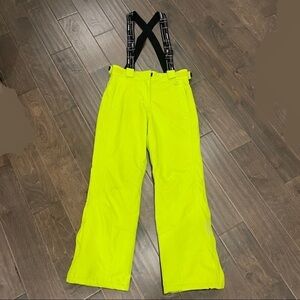 Karbon Neon Green Detachable Suspender Ski Pants and Jacket size Youth 14